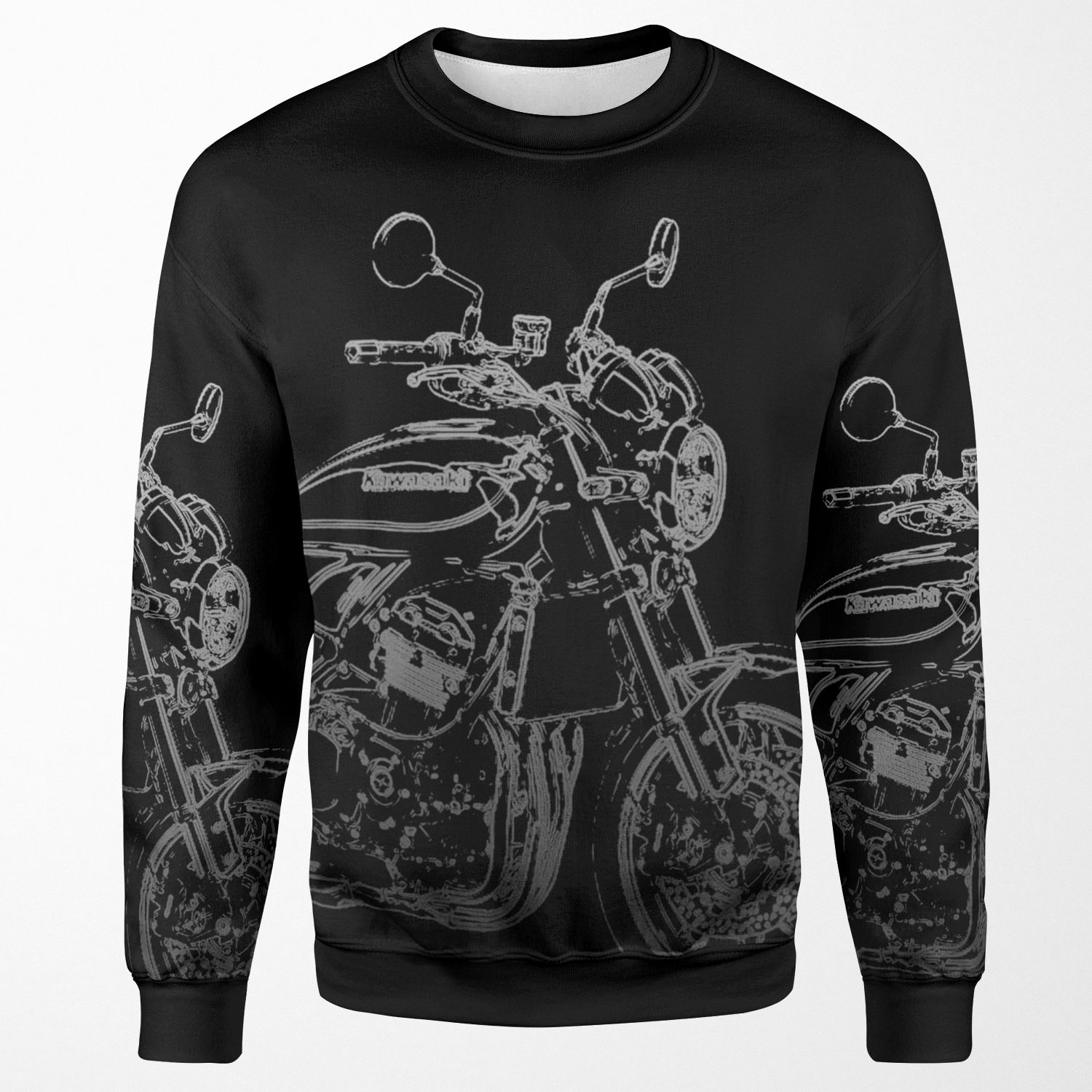 Kawasaki Z900Rs Pencil Silhouette Motorcycle Naked Bike Retro All-over-print Unisex Sweatshirt