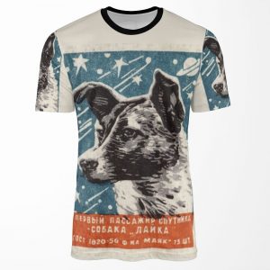 Laika The Dog Soviet Space Art Ussr Matchbox Design 1957 All-over-print T-shirt