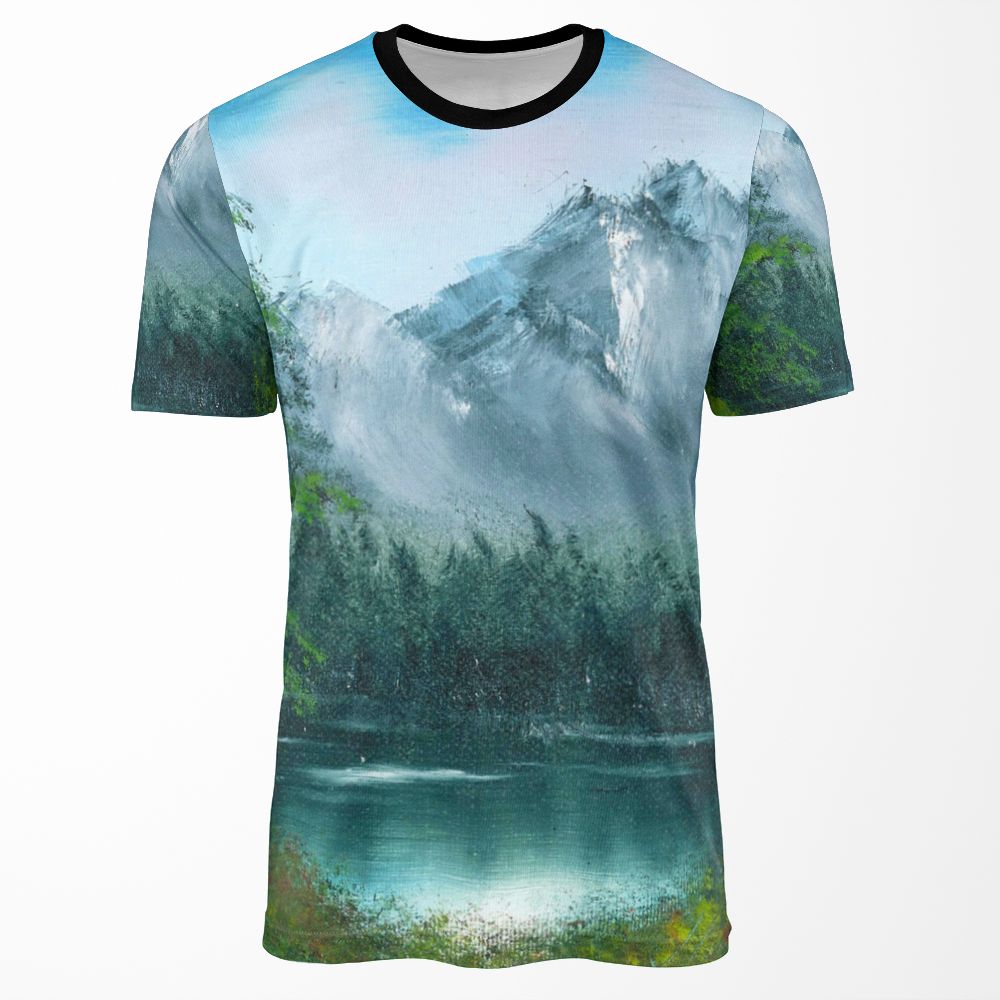 Lake By The Mountain Side All-over-print T-shirt