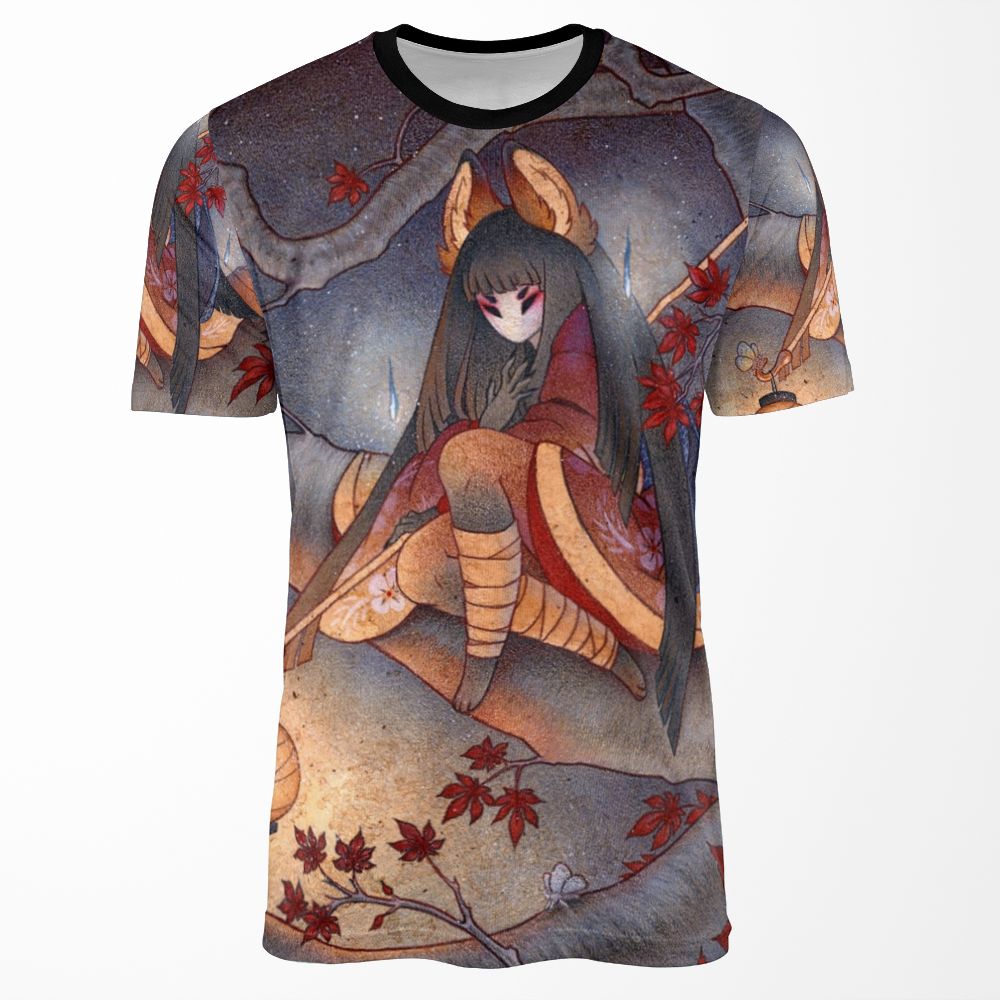 Lantern Light Kitsune Yokai Teakitsune All-over-print T-shirt