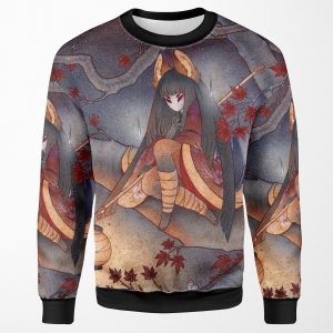 Lantern Light Kitsune Yokai Teakitsune All-over-print Unisex Sweatshirt