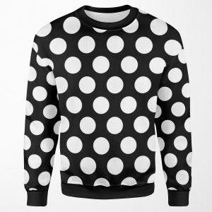 Large White Polka Dots On Black All-over-print Unisex Sweatshirt