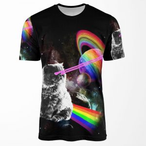 Lazer Eyes Rainbow Cat In Space All-over-print T-shirt