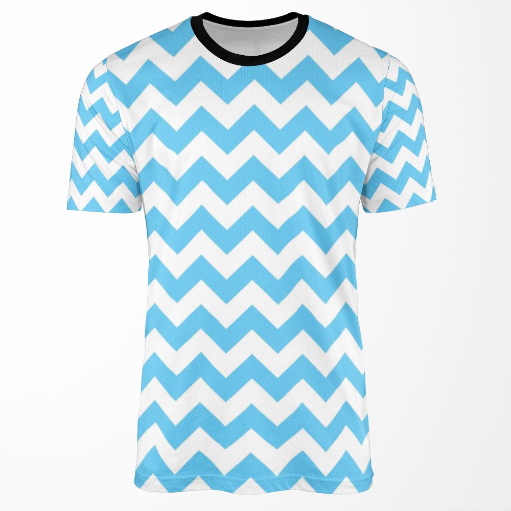Light Blue Chevron Pattern All-over-print T-shirt