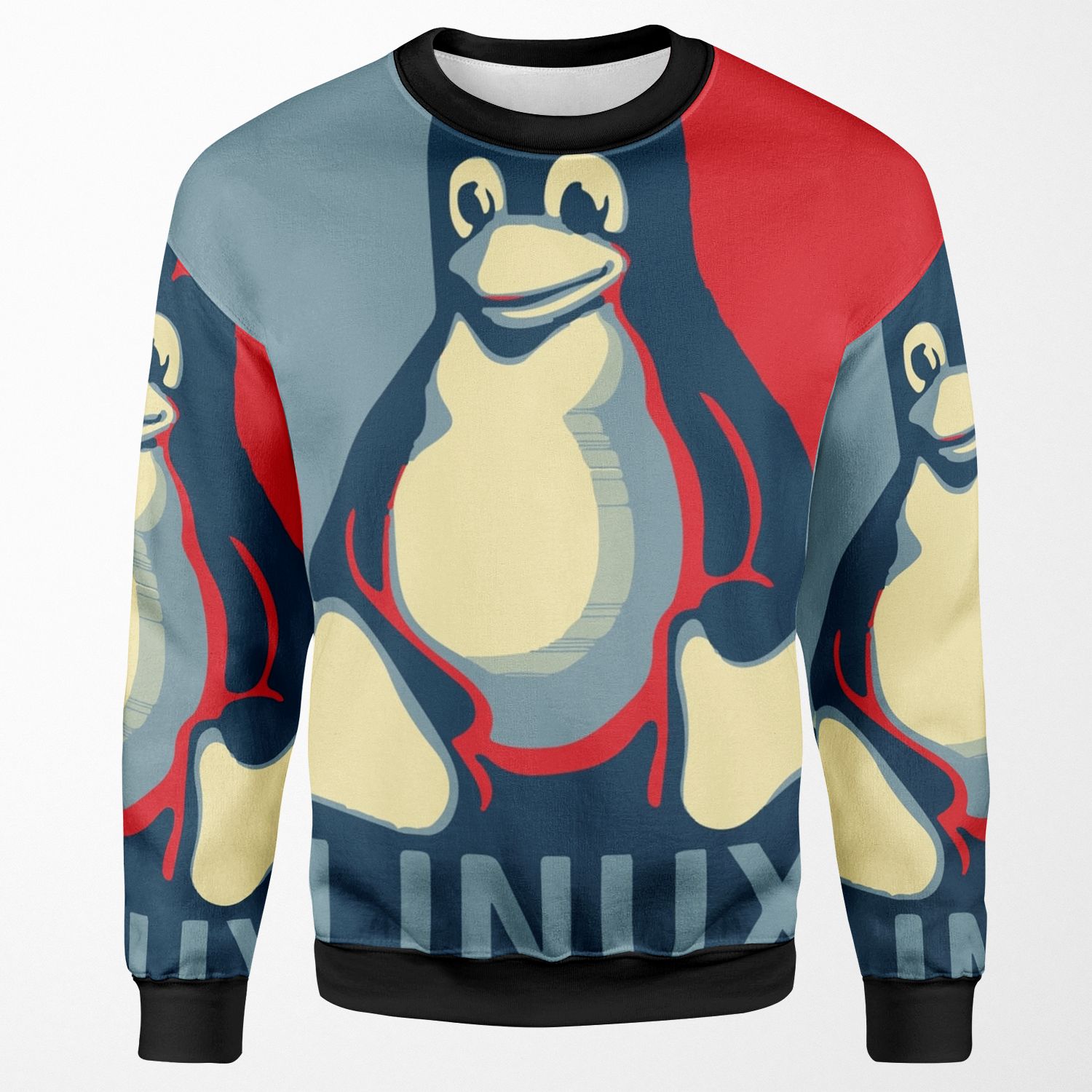 Linux Tux Penguin Obama Poster All-over-print Unisex Sweatshirt