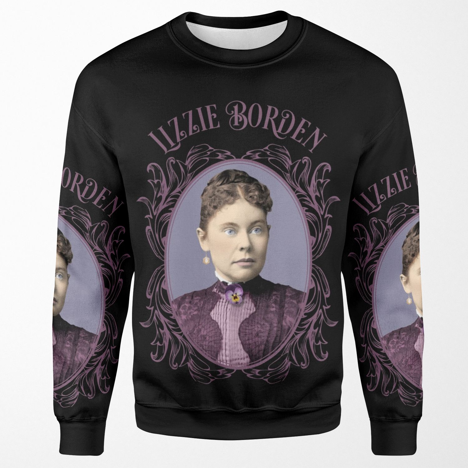 Lizzie Borden Purple Dress And Pansy Brooch All-over-print Unisex Sweatshirt