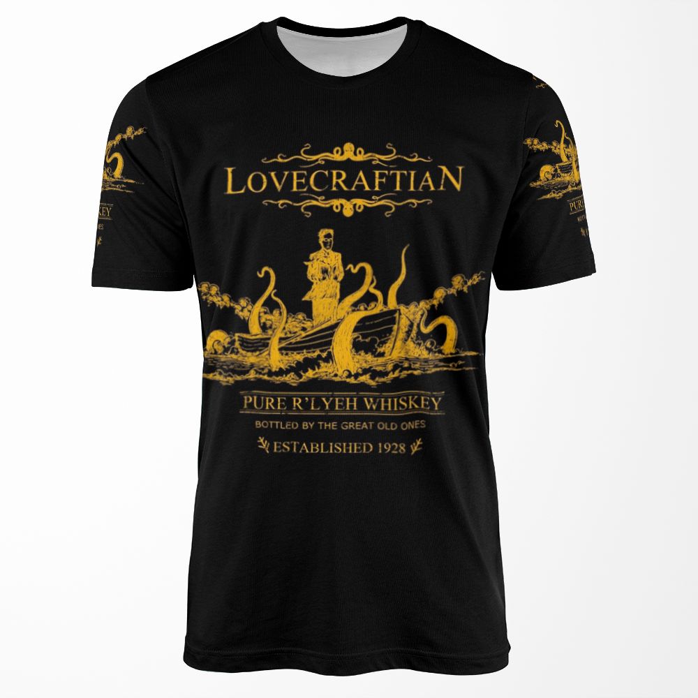 Lovecraftian R Lyeh Whiskey Gold Label All-over-print T-shirt