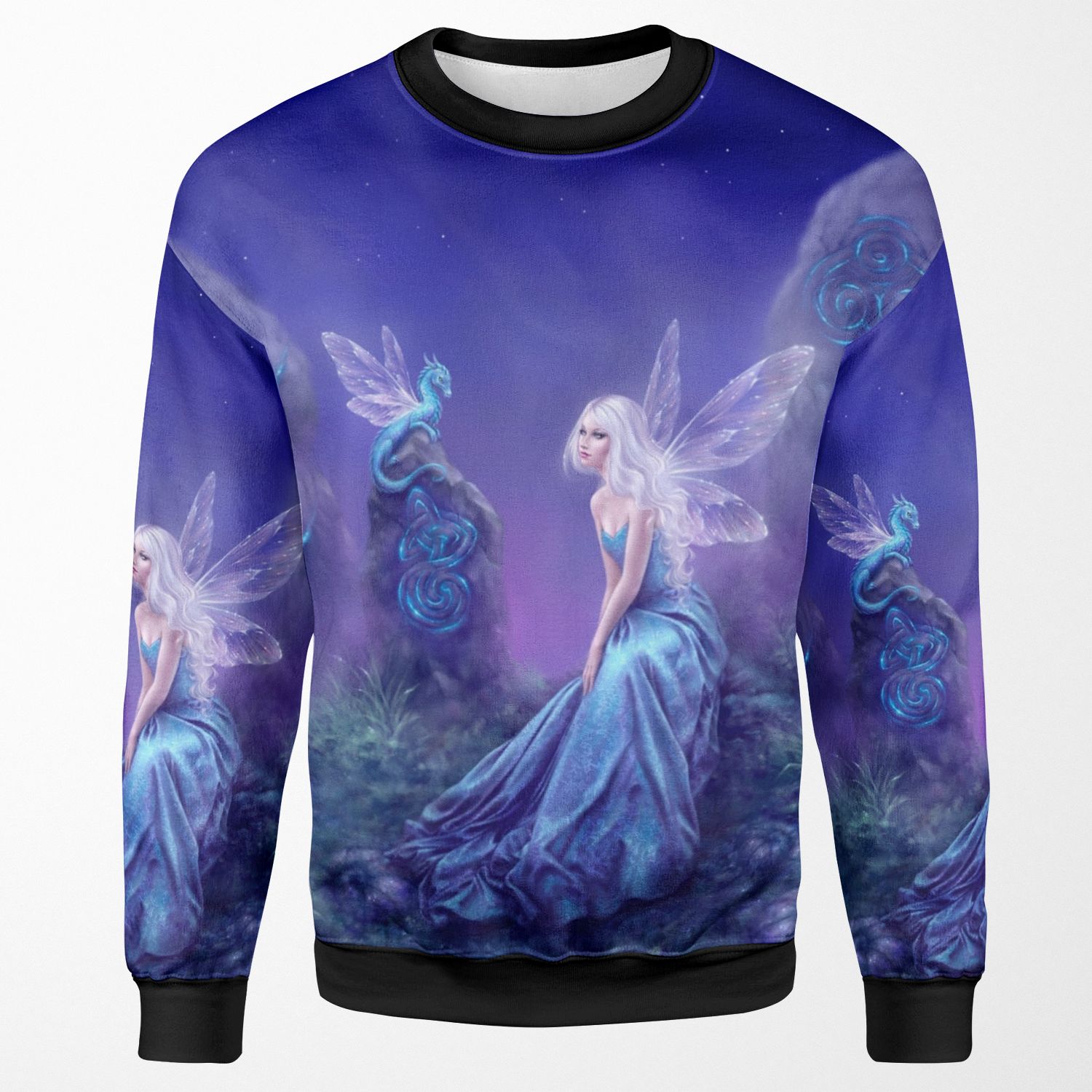Luminescent Fairy And Dragon Art All-over-print Unisex Sweatshirt