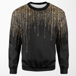 Luxury Chic Black Gold Sparkly Glitter Fringe All-over-print Unisex Sweatshirt