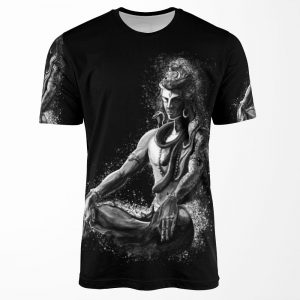 Majestic Lord Shiva In Eternal Meditation Black And White All-over-print T-shirt