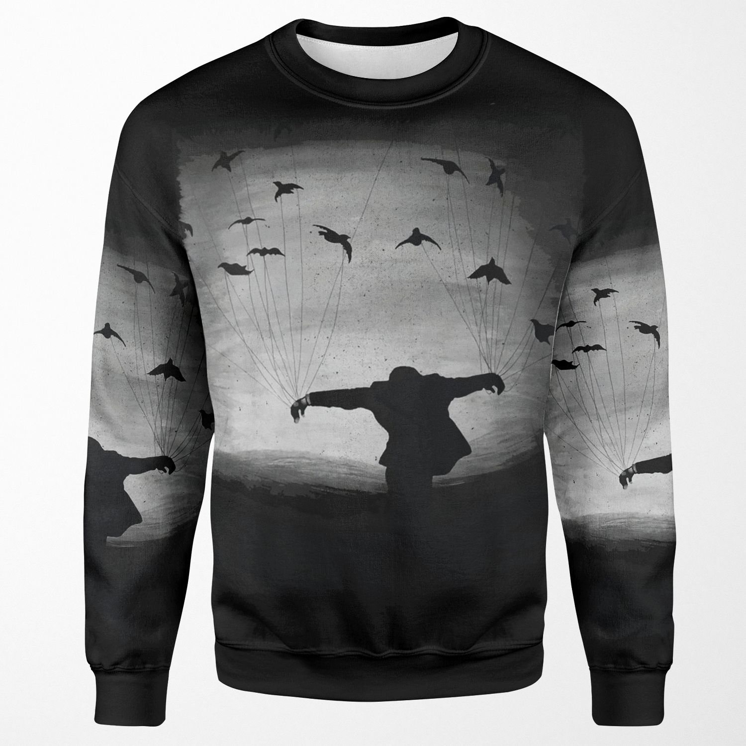 Man In Flight With Ravens All-over-print Unisex Sweatshirt
