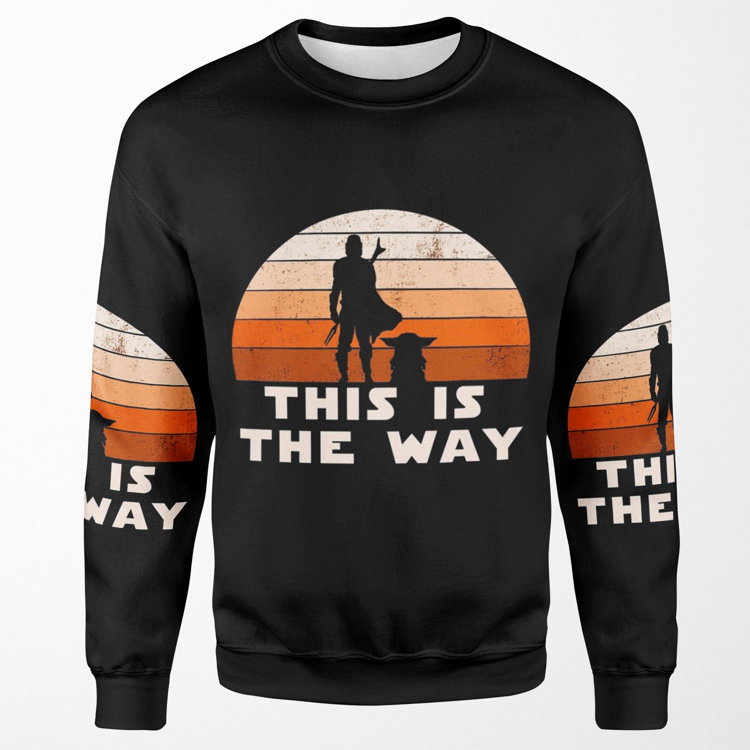 Mando Retro This Is The Way And The Baby Sunset All-over-print Unisex Sweatshirt