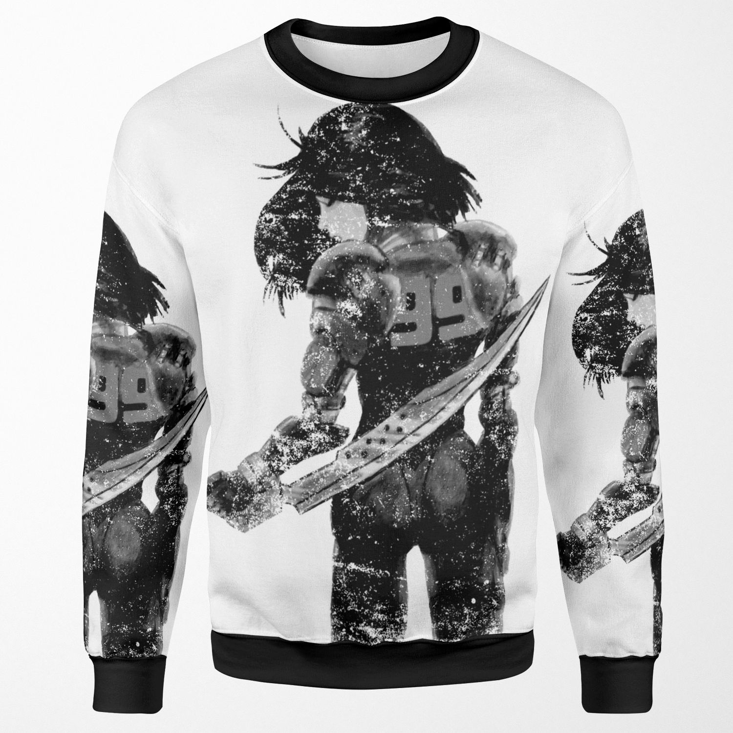Manga Angel Watercolor Distressed In Black And White All-over-print Unisex Sweatshirt