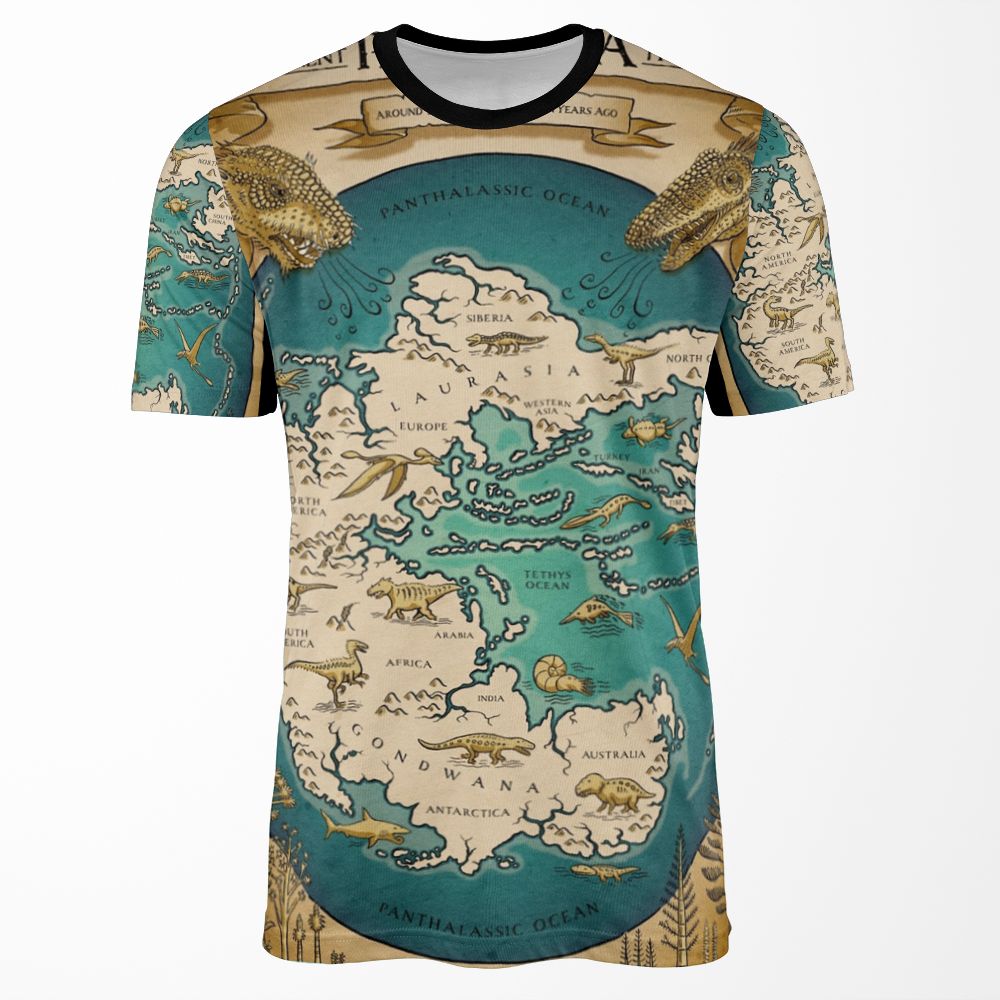 Map Of The Supercontinent Pangaea All-over-print T-shirt