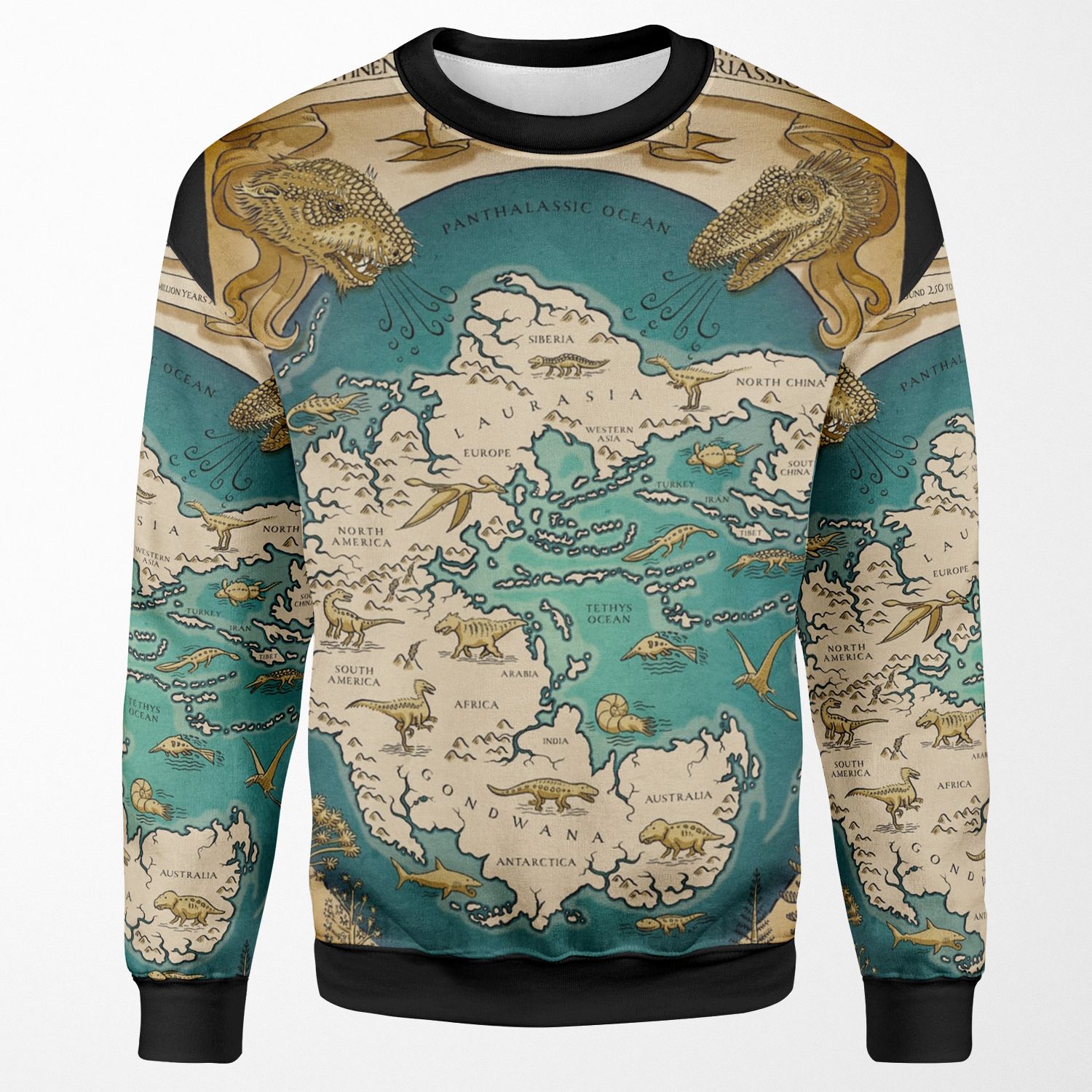 Map Of The Supercontinent Pangaea All-over-print Unisex Sweatshirt