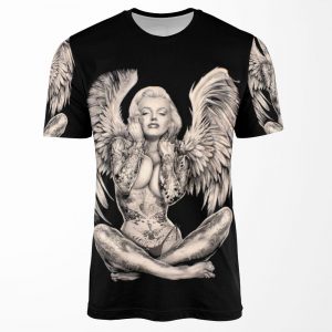 Marilyn Vintage Abstract Tattooed Angel Print All-over-print T-shirt