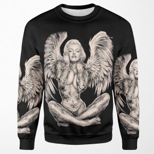 Marilyn Vintage Abstract Tattooed Angel Print All-over-print Unisex Sweatshirt