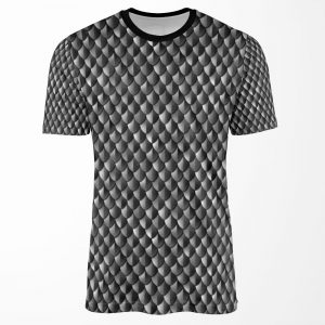 Medieval Armor Dragon Scales Pattern Black All-over-print T-shirt