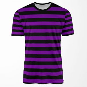 Medium Violet And Black Stripes Horizontal Medium Stripes All-over-print T-shirt