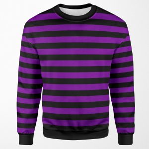 Medium Violet And Black Stripes Horizontal Medium Stripes All-over-print Unisex Sweatshirt