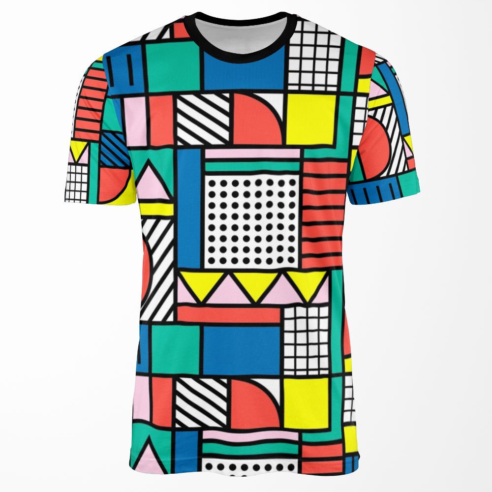 Memphis Color Block All-over-print T-shirt