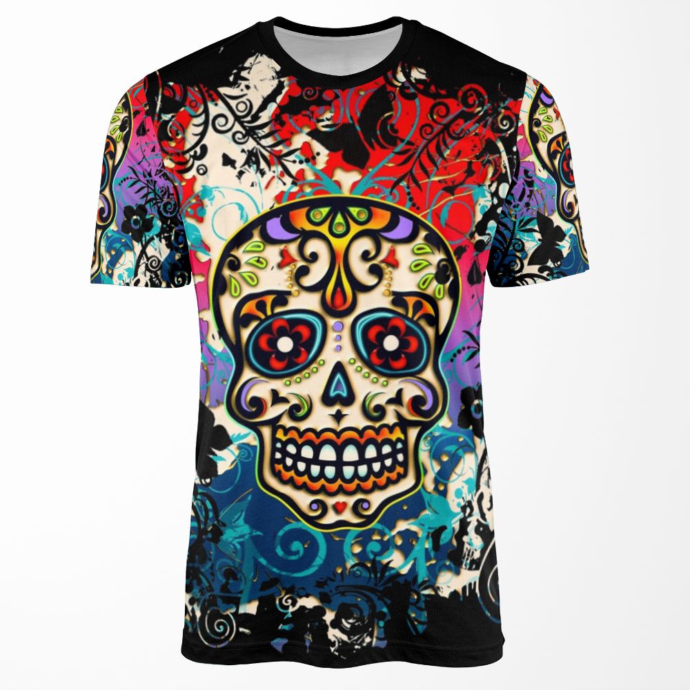 Mexican Skull Sugar Skull Day Of The Dead Dias De Los Muertos All-over-print T-shirt