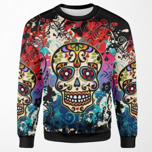 Mexican Skull Sugar Skull Day Of The Dead Dias De Los Muertos All-over-print Unisex Sweatshirt