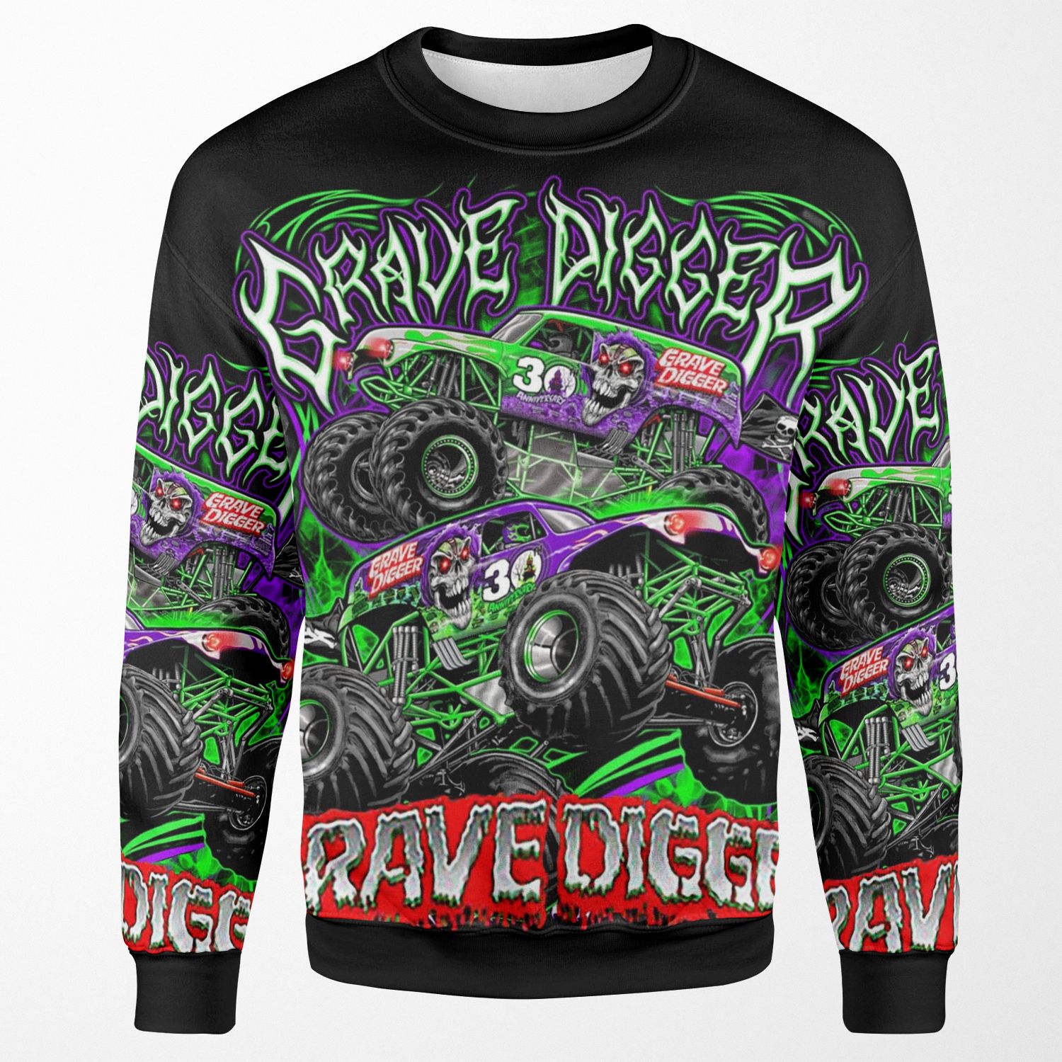 Monster Jam Grave Digger Monster Truck Art Fans All-over-print Unisex Sweatshirt