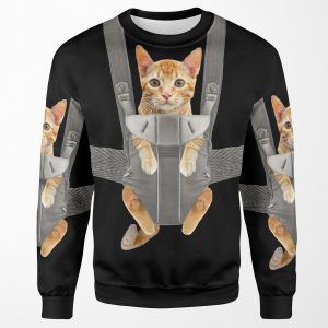 Monty The Cat In Baby Carrier All-over-print Unisex Sweatshirt