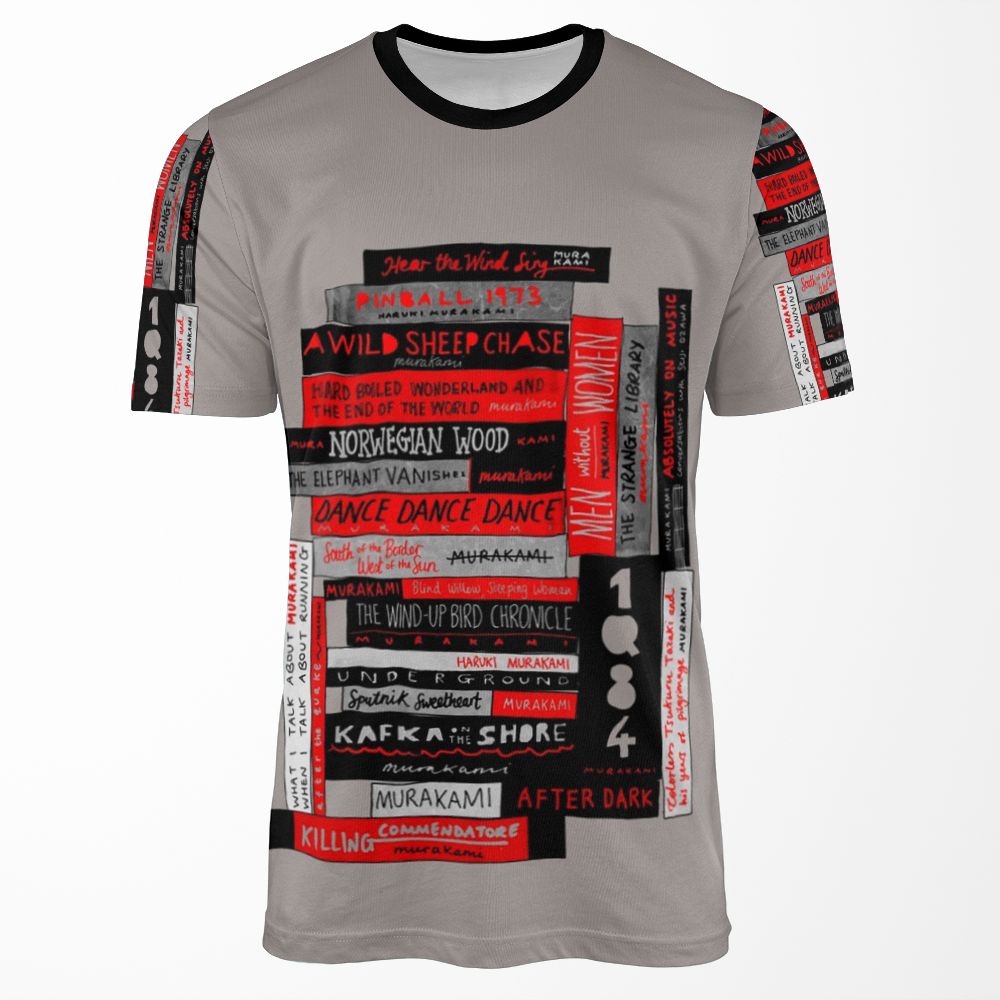 Murakami Book Stack Fanatic Colour All-over-print T-shirt