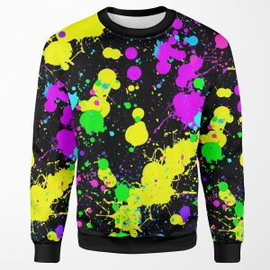 Neon Paint Splatter In Turquoise Yellow Pink Green Blue All-over-print Unisex Sweatshirt