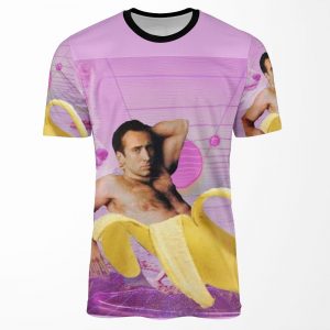 Nicholas Cage Banana Vaporwave All-over-print T-shirt