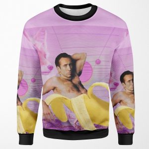 Nicholas Cage Banana Vaporwave All-over-print Unisex Sweatshirt