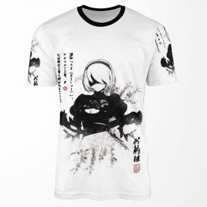 Nier Automata 2B Japan Ink %E3%83%8B%E3%83%Bc%E3%82%A2_%E3%82%Aa%E3%83%Bc%E3%83%88%E3%83%9E%E3%82%Bf All-over-print T-shirt