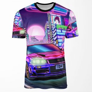 Nissan Skyline Gt R R34 Vaporwave All-over-print T-shirt