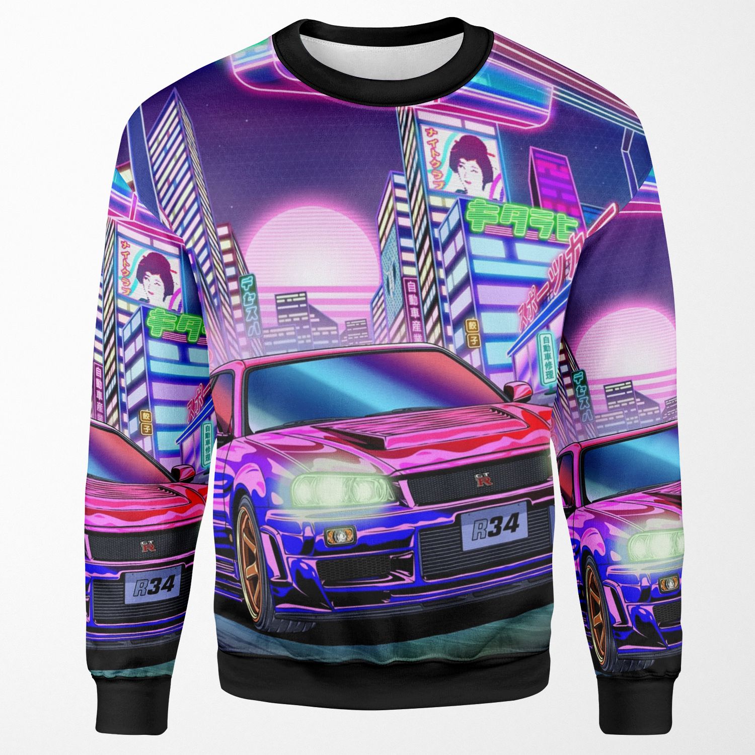 Nissan Skyline Gt R R34 Vaporwave All-over-print Unisex Sweatshirt