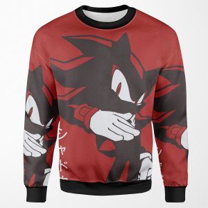 Normal Black Shadow Hedgehog Anime Manga Style Background Red All-over-print Unisex Sweatshirt