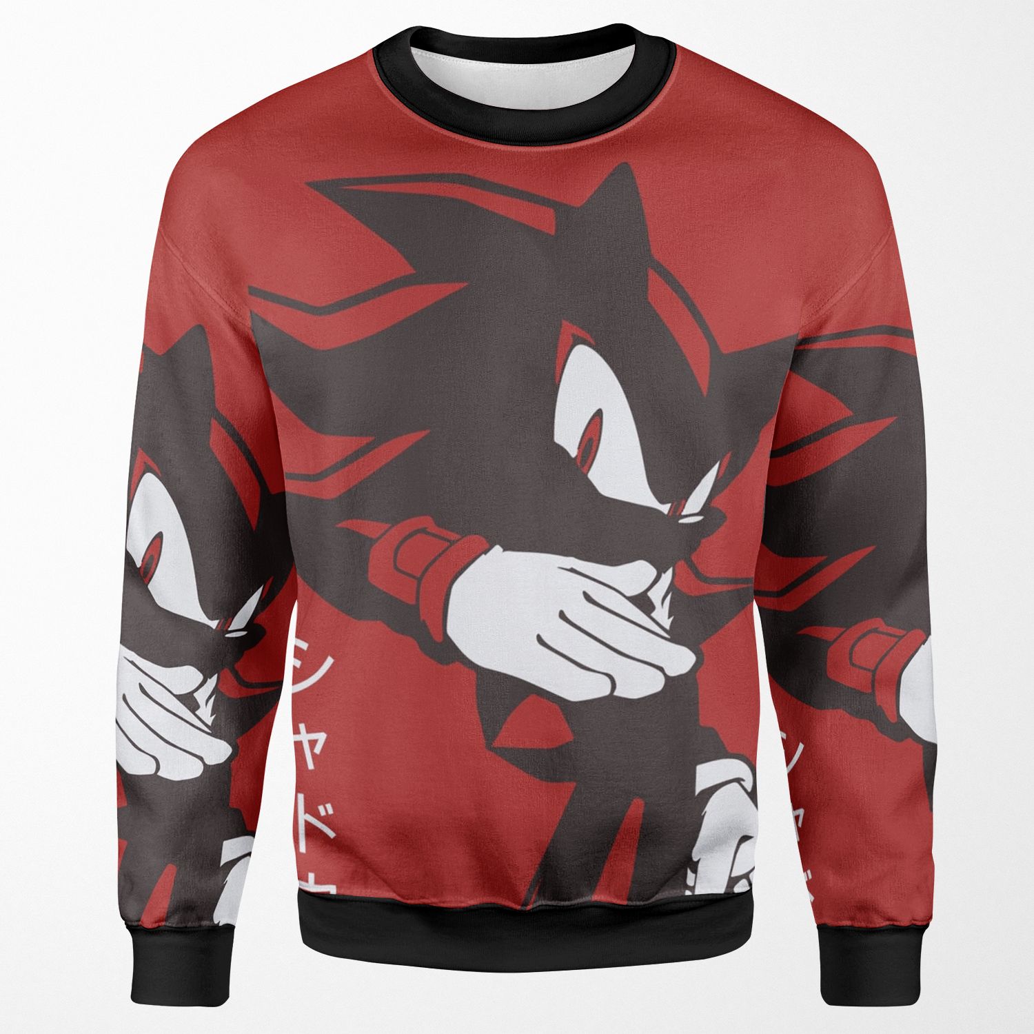 Normal Black Shadow Hedgehog Anime Manga Style Background Red All-over-print Unisex Sweatshirt