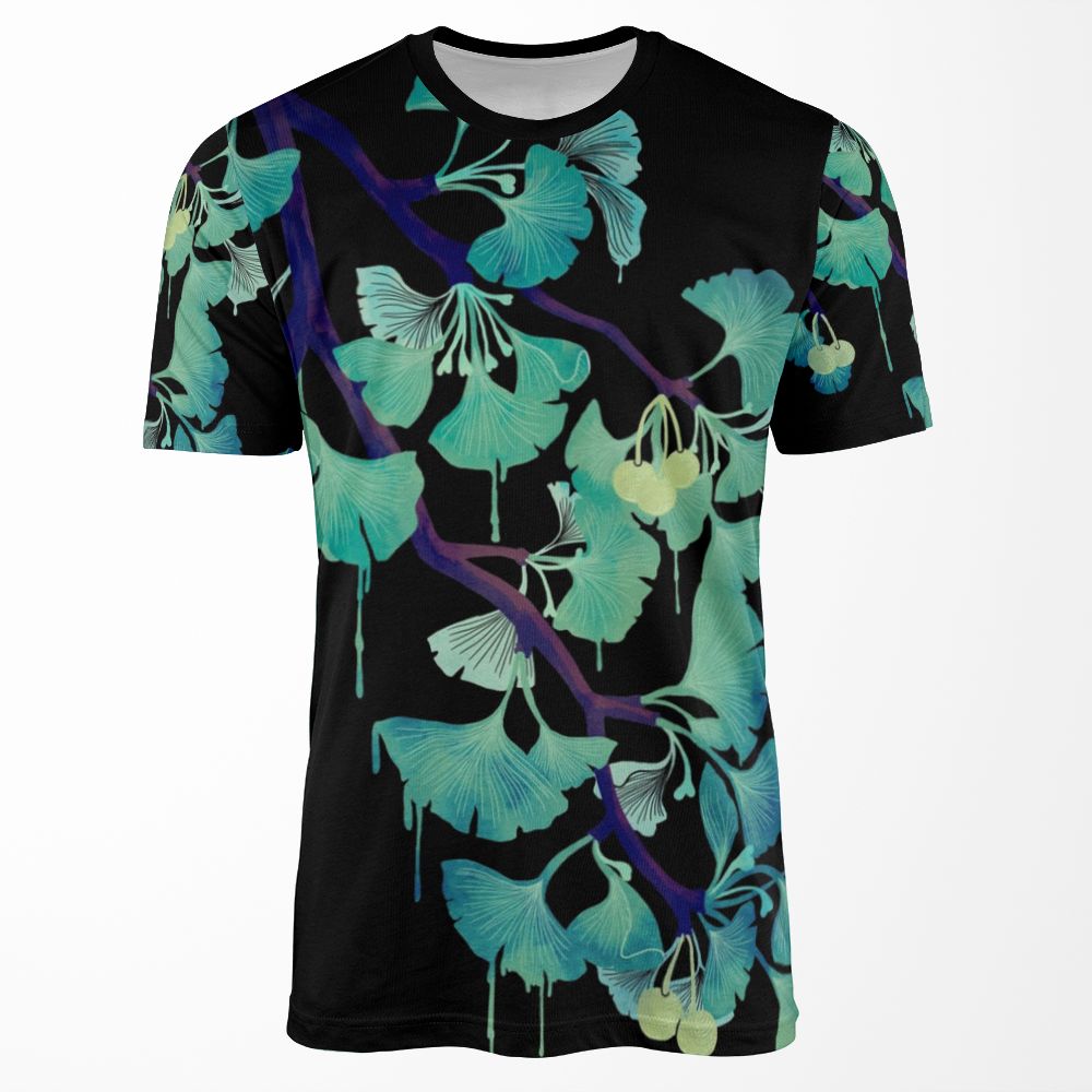O Ginkgo On Black All-over-print T-shirt