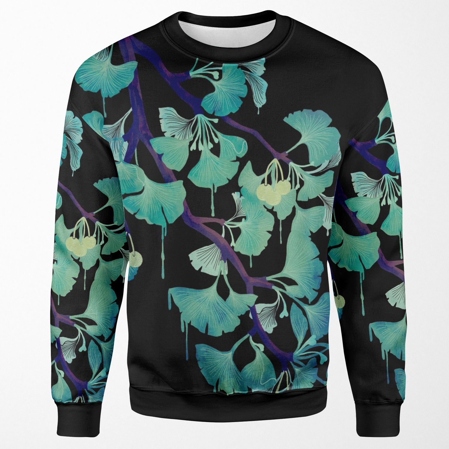 O Ginkgo On Black All-over-print Unisex Sweatshirt