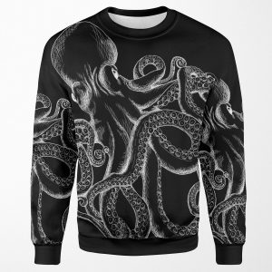 Octopus White Line Art All-over-print Unisex Sweatshirt