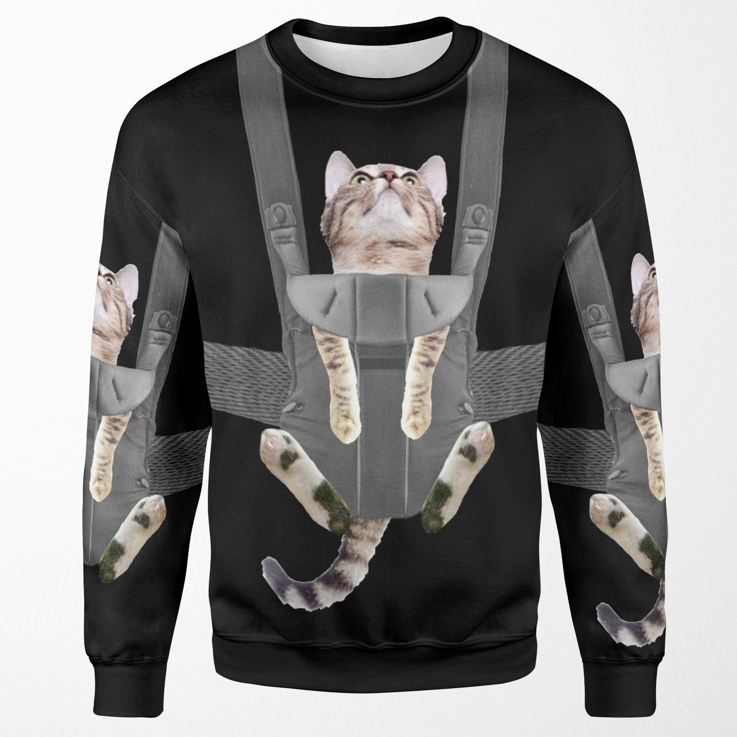 Oliver The Cat In Baby Carrier All-over-print Unisex Sweatshirt
