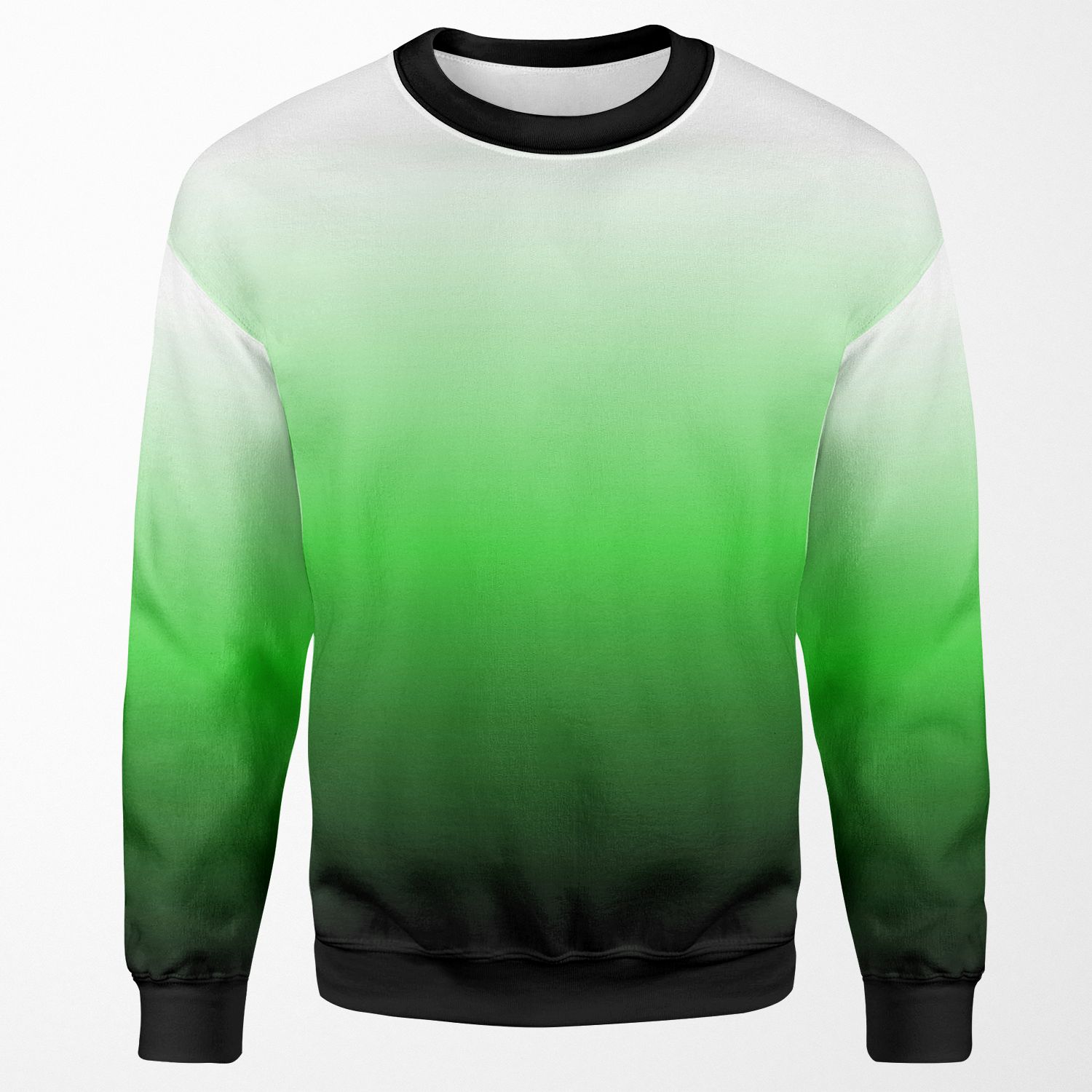 Ombre White To Green To Black All-over-print Unisex Sweatshirt