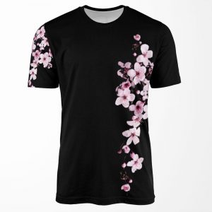 One Side Cherry Blossom Branch All-over-print T-shirt