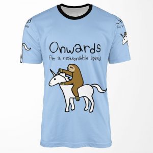 Onwards At A Reasonable Speed Sloth Riding Unicorn All-over-print T-shirt