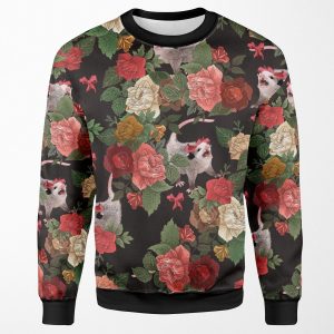 Opossum Floral Pattern All-over-print Unisex Sweatshirt