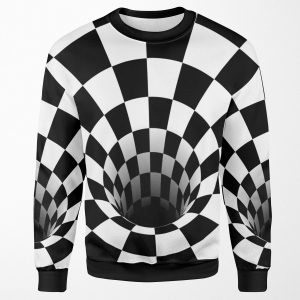 Optical Illusion Black Hole Checkerboard Black White All-over-print Unisex Sweatshirt