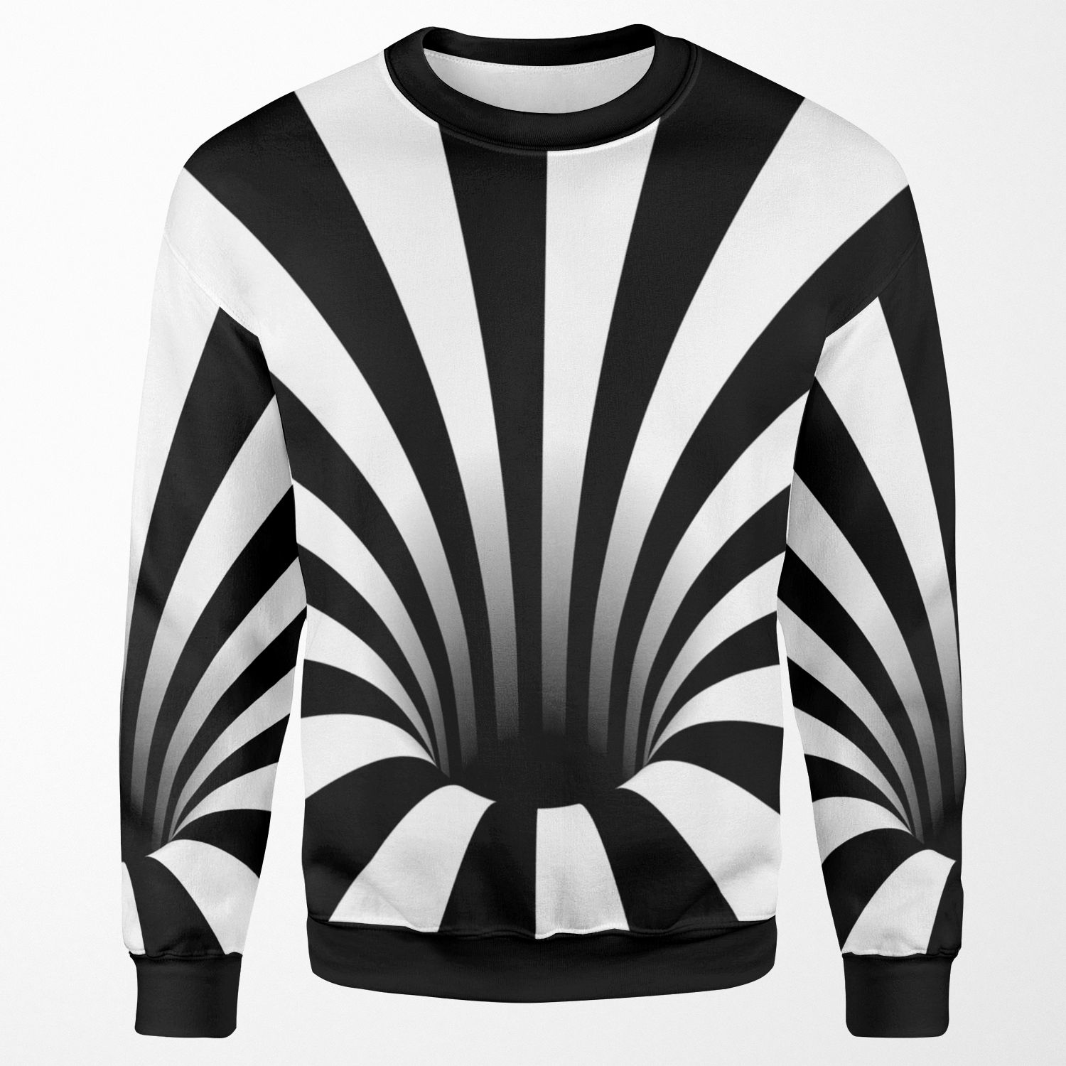 Optical Illusion Black Hole Lines Black White All-over-print Unisex Sweatshirt
