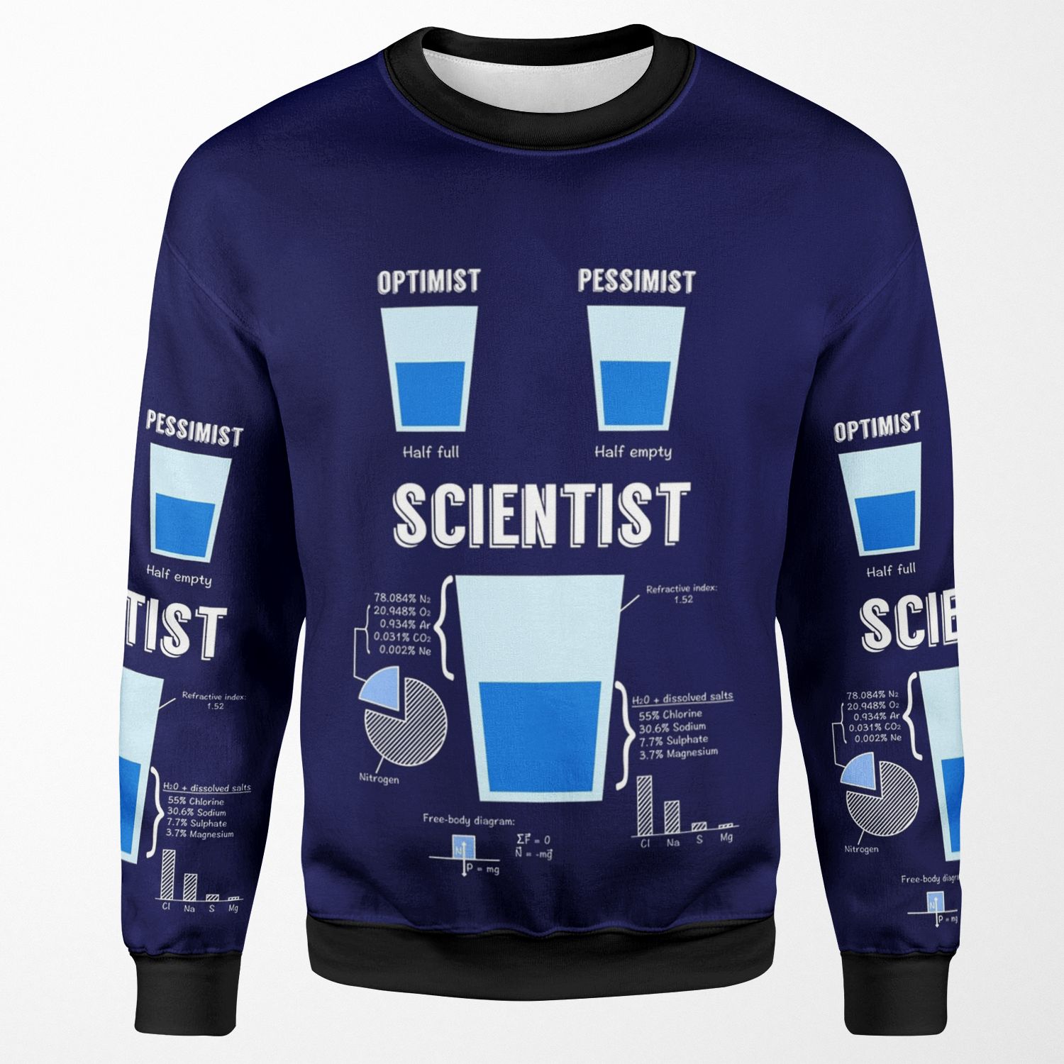 Optimist Pessimist Scientist All-over-print Unisex Sweatshirt