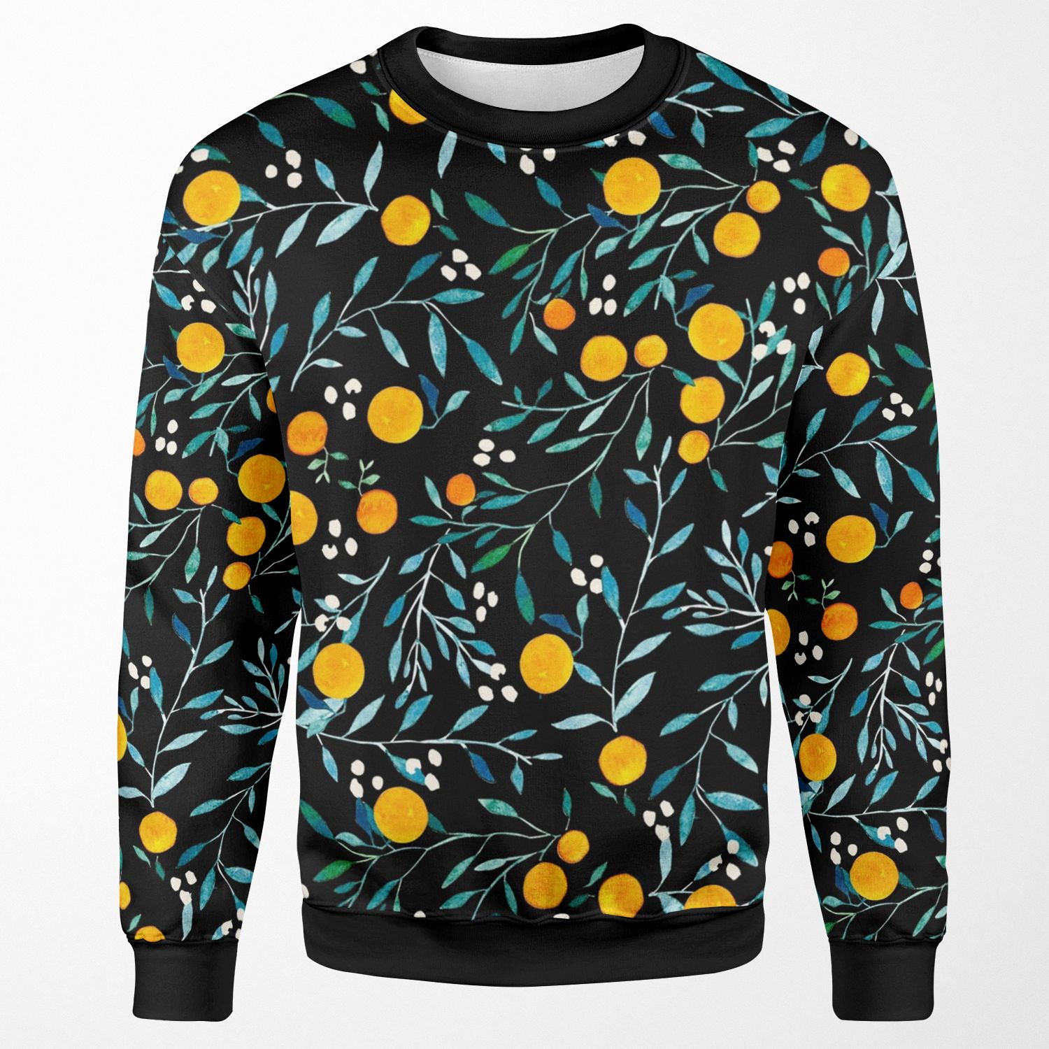 Oranges On Black All-over-print Unisex Sweatshirt